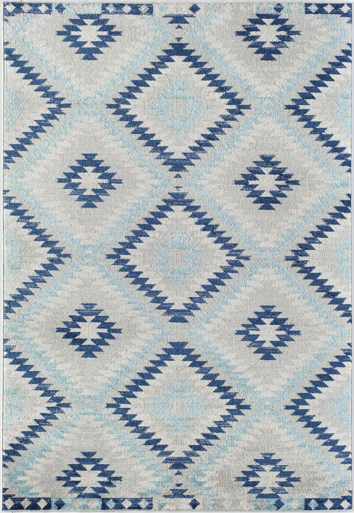 Soleil Ice Blue Tribal Moroccan blue Area Rug  -  Blue  -  8'0"x10'0"