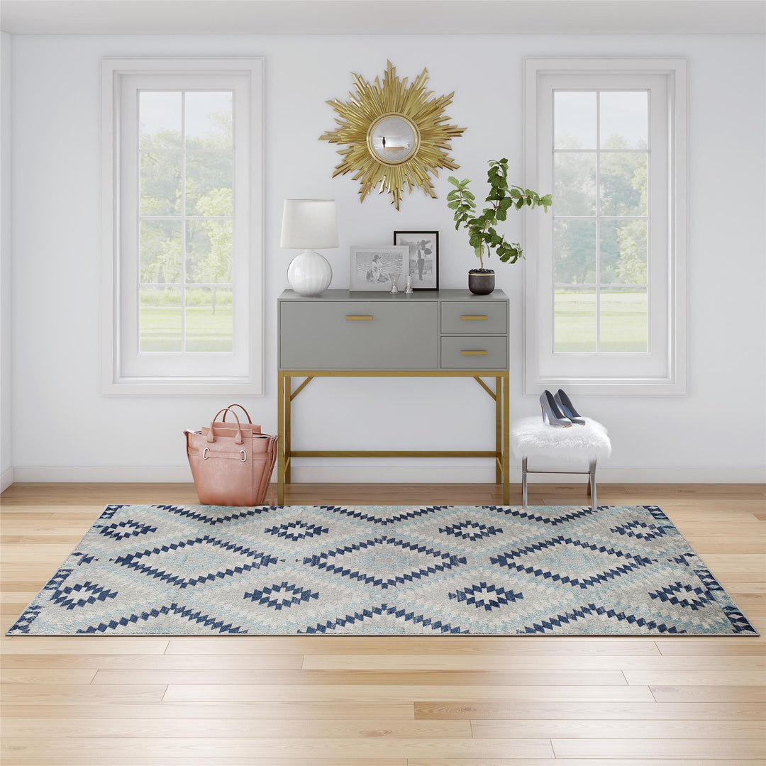 Tribal Moroccan rug in cooling blue -  Blue  -  8'0"x10'0"