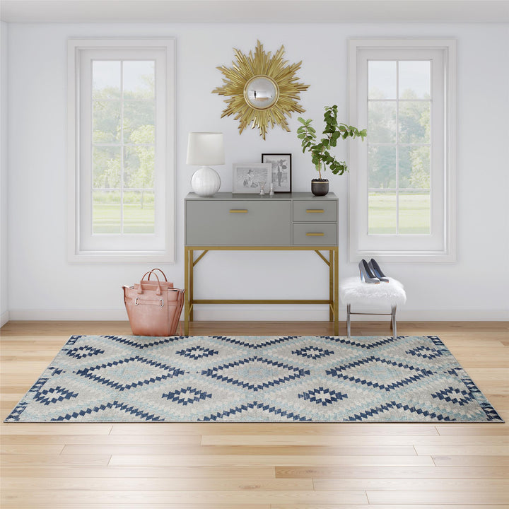 Tribal Moroccan rug in cooling blue -  Blue  -  8'0"x10'0"