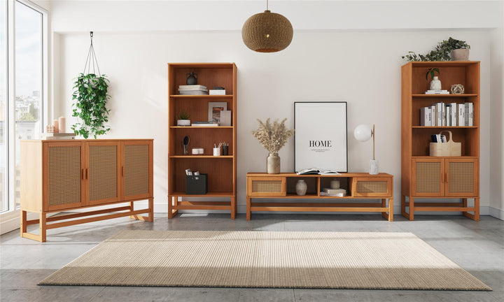 Talo 3 Shelf Bookcase with Closed Storage - Natural