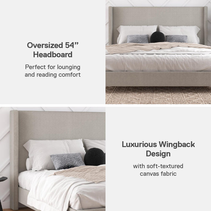 Eveline Upholstered Wingback Bed - Textured Gray Canvas - King