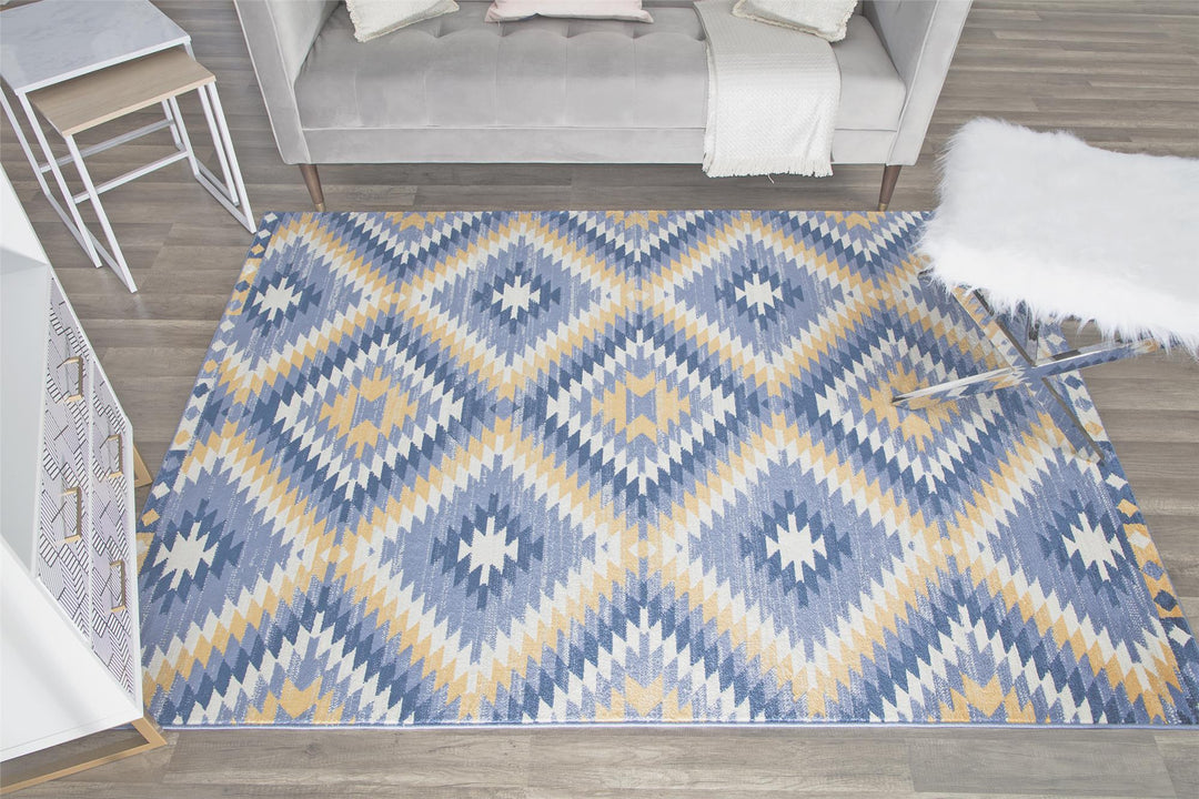 Moroccan rug in stylish denim blue -  Blue  -  8'0"x10'0"