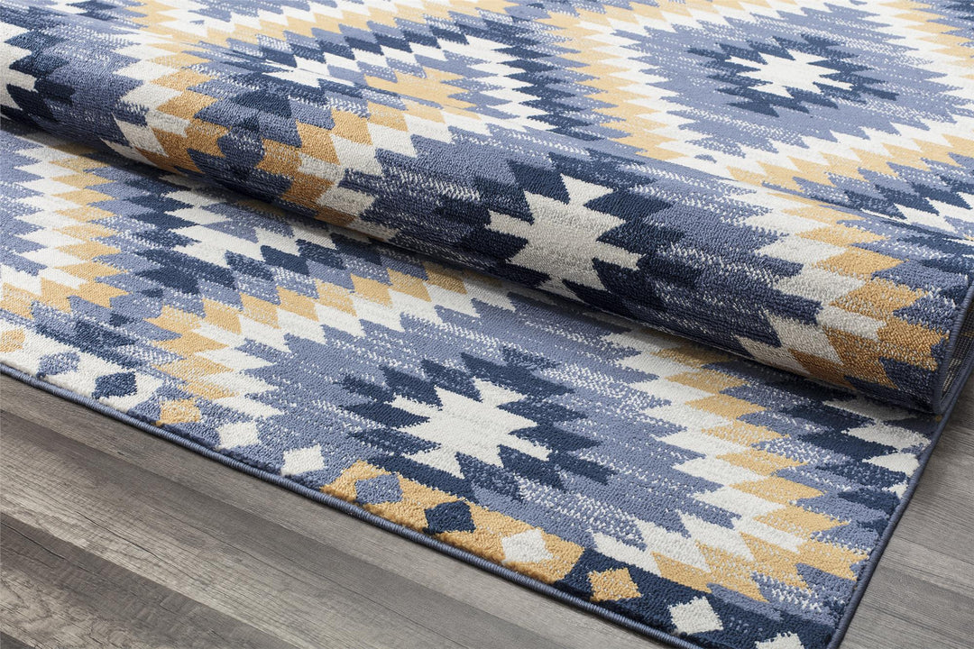 Soleil's authentic tribal design rug -  Blue  -  8'0"x10'0"