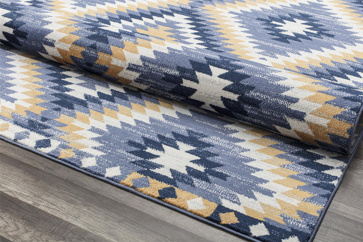 Soleil's authentic tribal design rug -  Blue  -  8'0"x10'0"