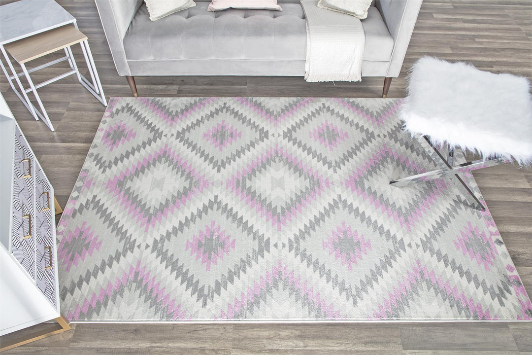 Tribal patterned rug in elegant gray -  Gray  -  8'0"x10'0"