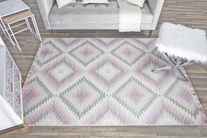 Tribal patterned rug in elegant gray -  Gray  -  8'0"x10'0"