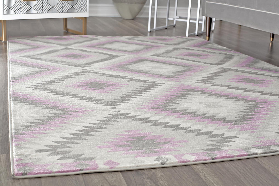 Contemporary tribal design in gray shade -  Gray  -  8'0"x10'0"