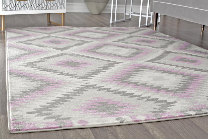 Contemporary tribal design in gray shade -  Gray  -  8'0"x10'0"
