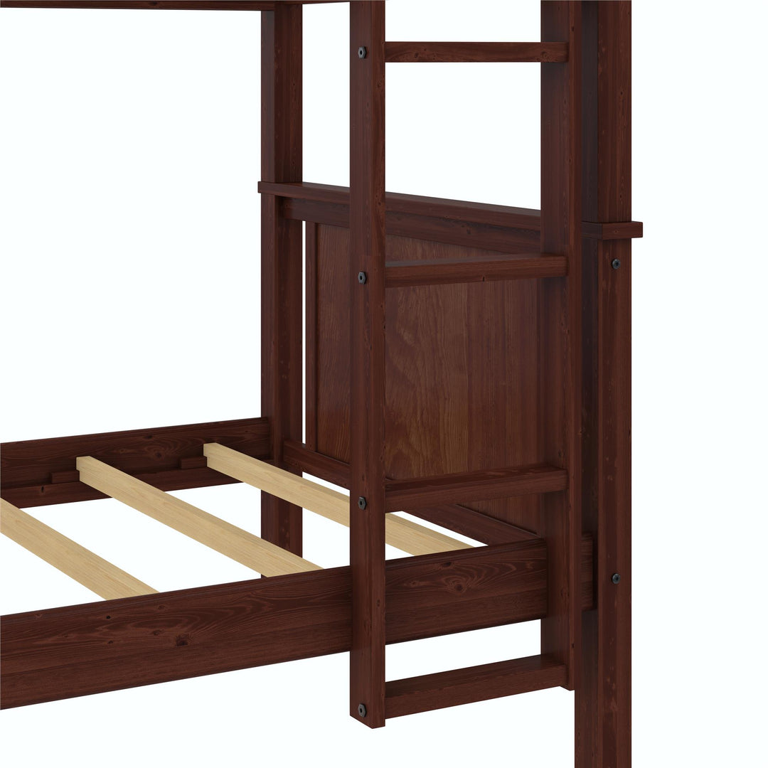 Bailen Wooden Bunk Bed - Deep Walnut - Twin-Over-Twin