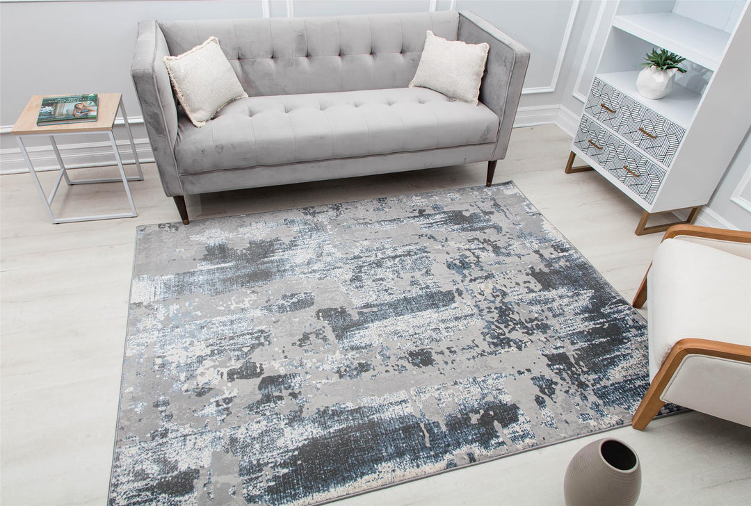 Astor abstract rug for living rooms -  Silver  -  8'0"x10'0"