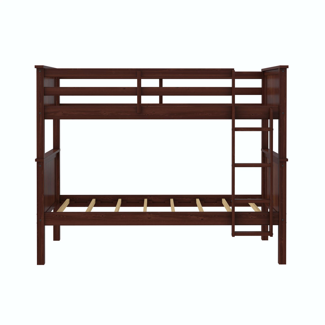 Bailen Wooden Bunk Bed - Deep Walnut - Twin-Over-Twin