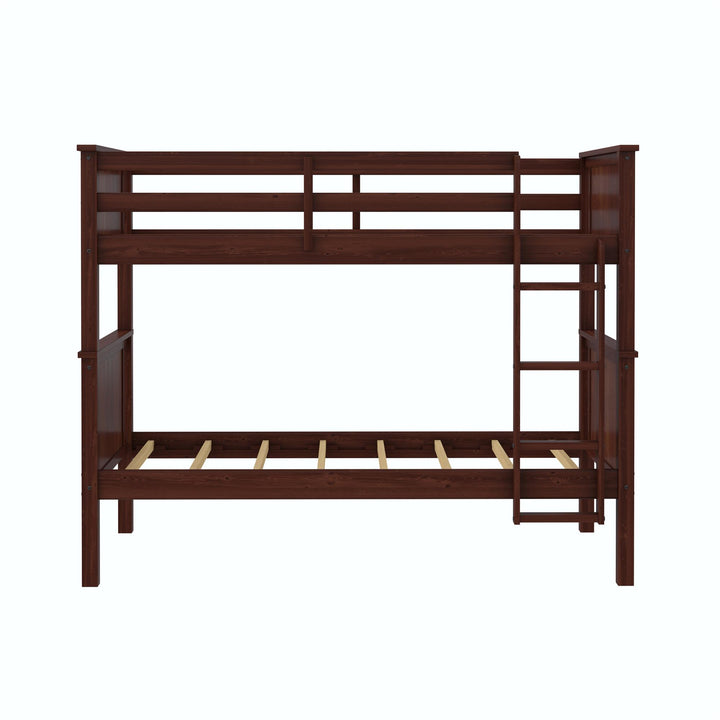 Bailen Wooden Bunk Bed - Deep Walnut - Twin-Over-Twin