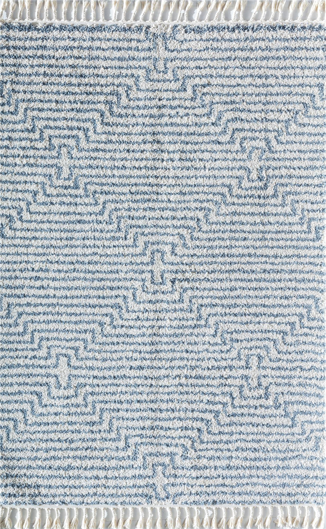 Slowburn Stripe/Diamond  Modern White Area Rug  -  White  -  8'0"x10'0"