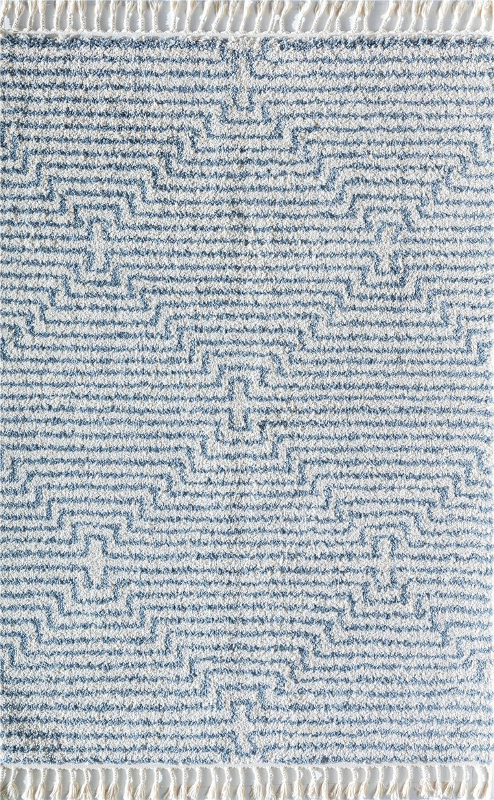 Slowburn Stripe/Diamond  Modern White Area Rug  -  White  -  8'0"x10'0"