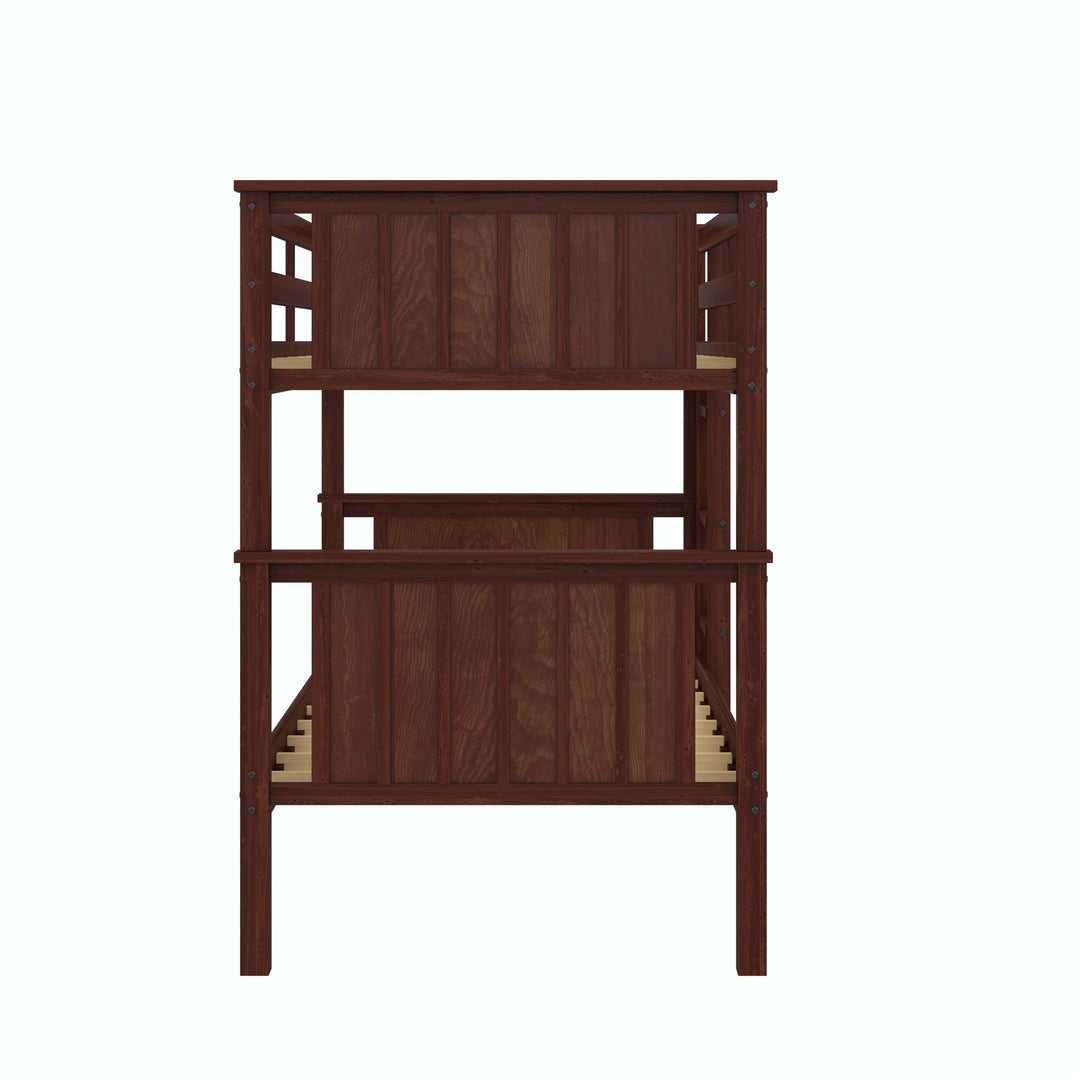 Bailen Wooden Bunk Bed - Deep Walnut - Twin-Over-Twin