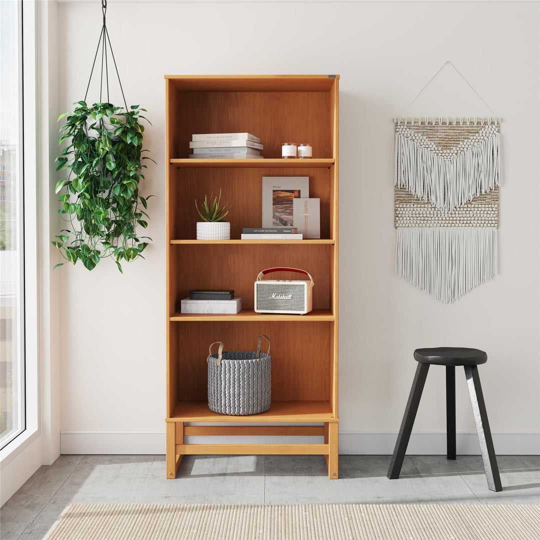 Talo 4 Shelf Bookcase with Open Storage - Natural