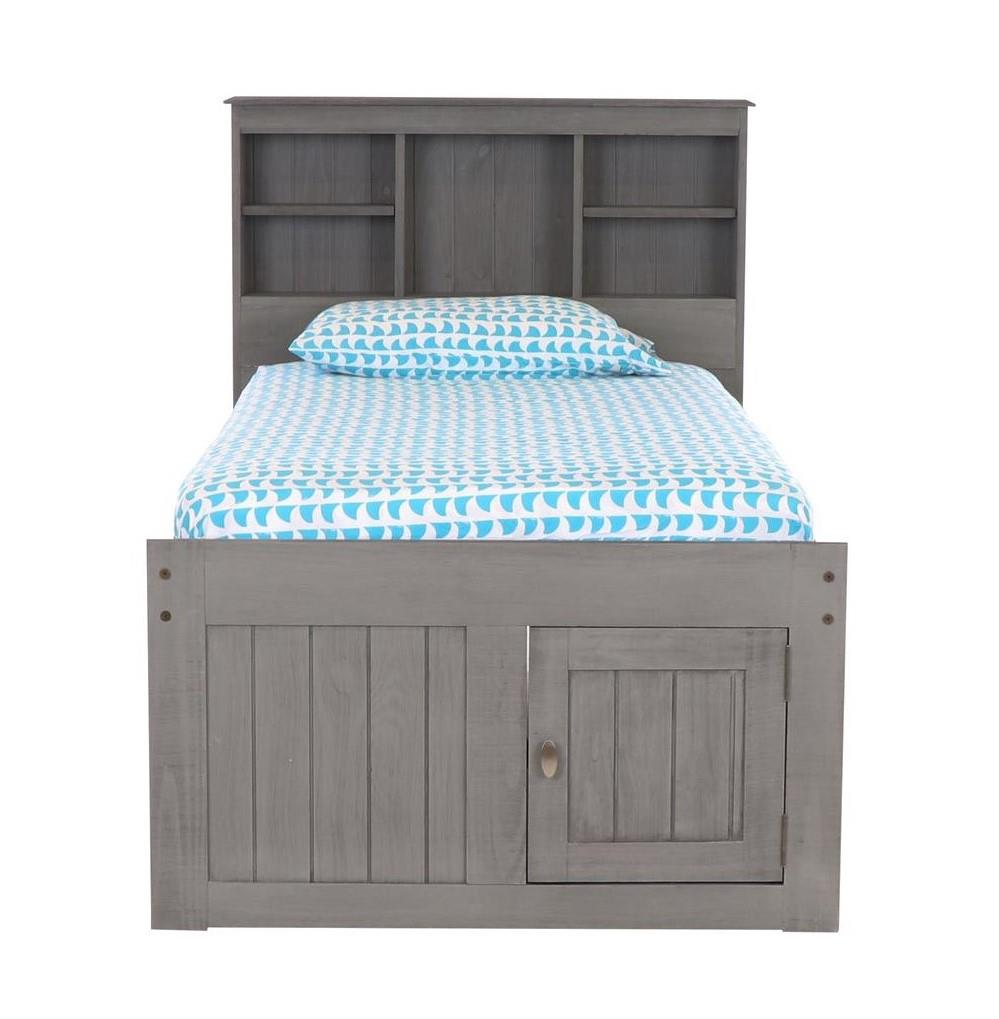The Savannah Twin Bookcase Bed with 12 Drawers - Charcoal
