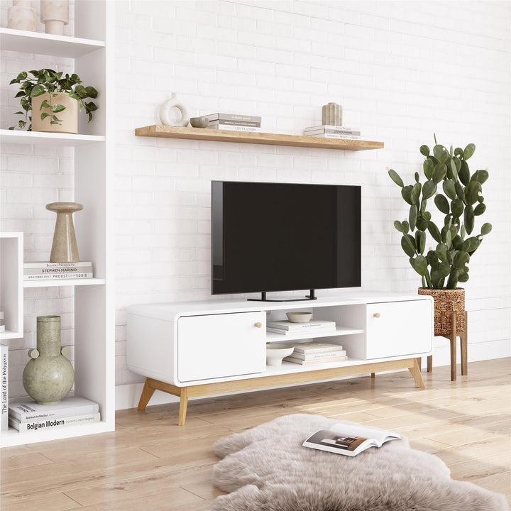 Leva Media Console TV Stand with Storage - White