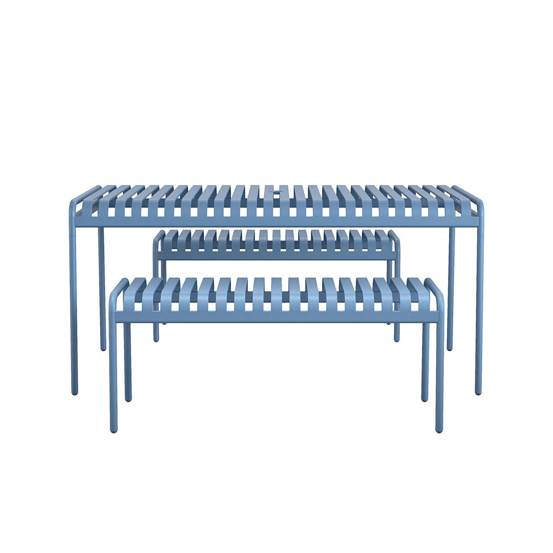 Poolside Gossip Ola All-Steel Table and Bench Set - French Blue