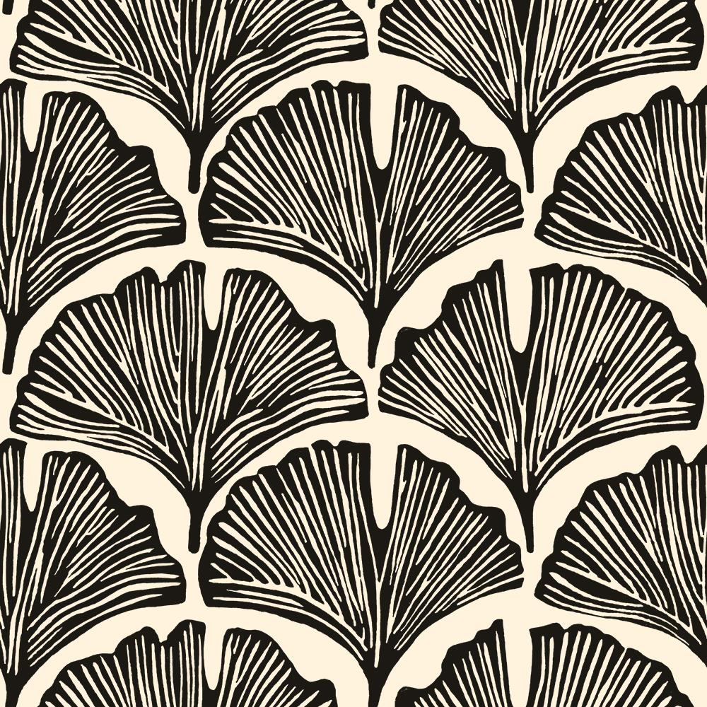 Feather Palm Black Peel and Stick Wallpaper - Black
