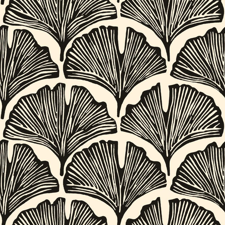 Feather Palm Black Peel and Stick Wallpaper - Black