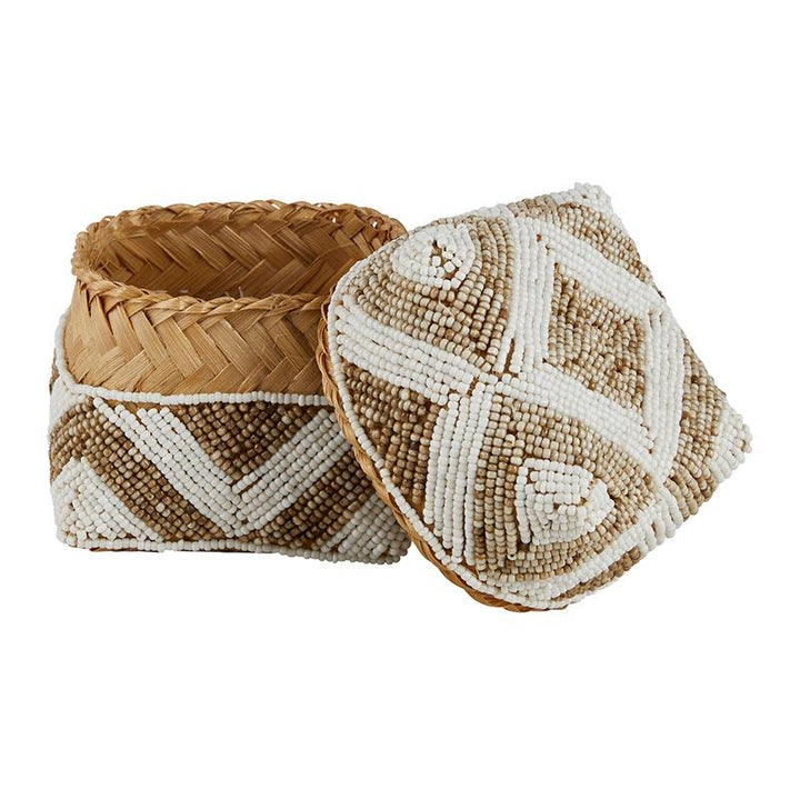 Stylish beaded basket collection -  Beige