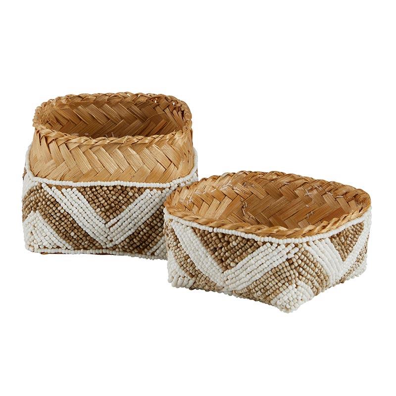 Patterned baskets for decorative storage -  Beige