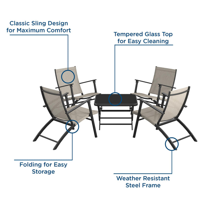 COSCO 5 Piece Folding Sling Chat Set - N/A