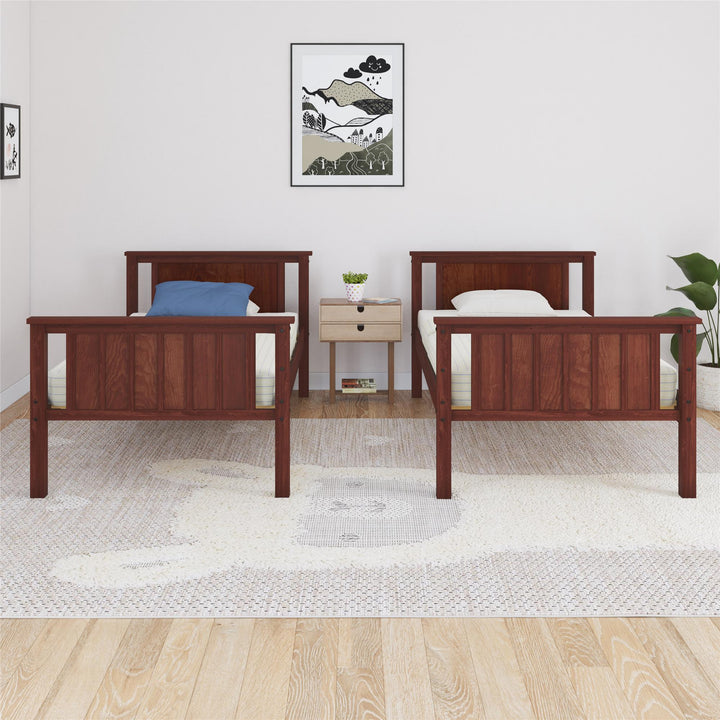 Bailen Wooden Bunk Bed - Deep Walnut - Twin-Over-Twin