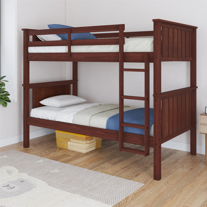 Bailen Wooden Bunk Bed - Deep Walnut - Twin-Over-Twin