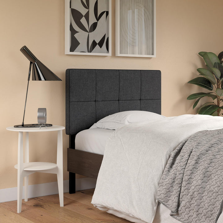 Tyler Linen Upholstered Square Tufted Headboard with Adjustable Height - Gray - Twin
