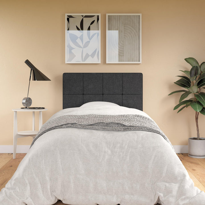 Tyler Linen Upholstered Square Tufted Headboard with Adjustable Height - Gray - Twin