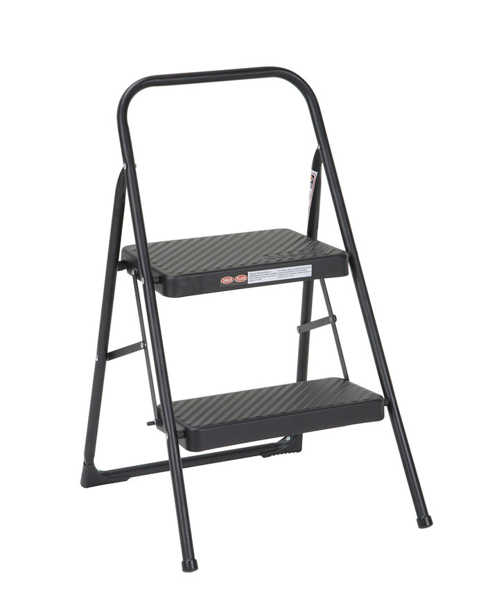 Two-Step Household Folding Step Stool All black Metal Frame - Black - 1-Pack
