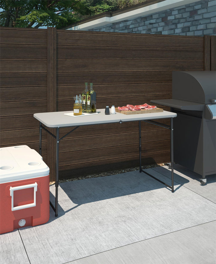 4 ft Fold-in-Half Portable Indoor/Outdoor Utility Table - Gray - 1-Pack