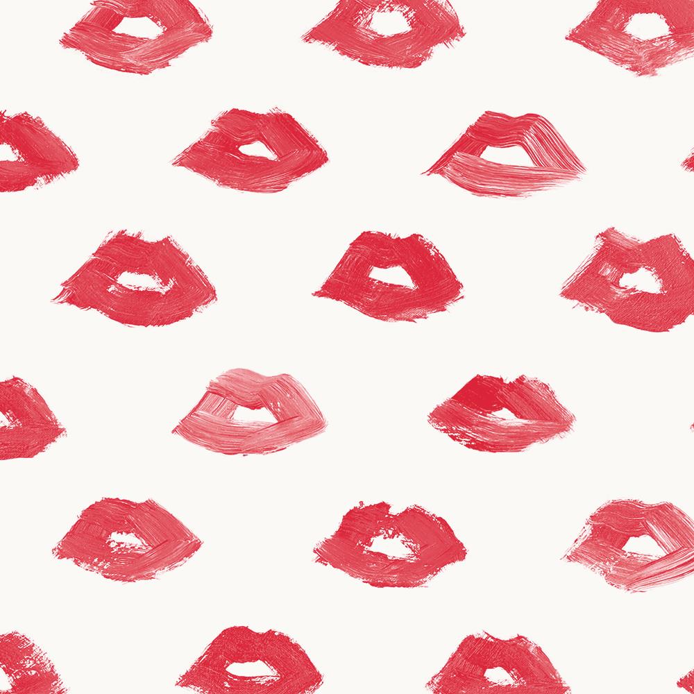 Painted Lips Peel and Stick Wallpaper - Red
