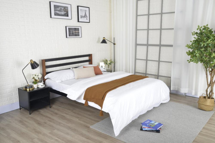 Baja Metal Platform Bed Frame with Slats - Black - Full