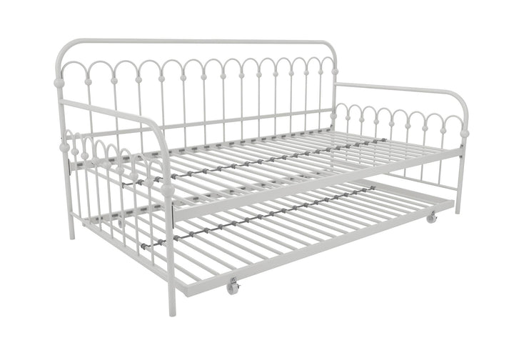 Bright Pop Metal Daybed with Trundle - White - Twin