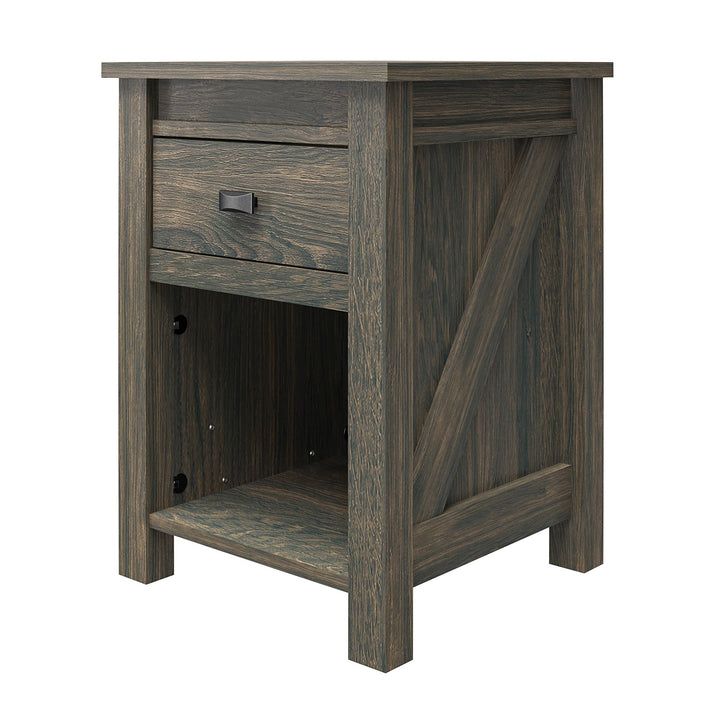 Farmington Rustic Farmhouse Nightstand with 1 Drawer - Weathered Oak