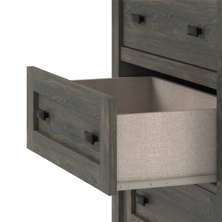 Farmington 6 Drawer Rustic Farmhouse Dresser with Linen Interiors - Weathered Oak