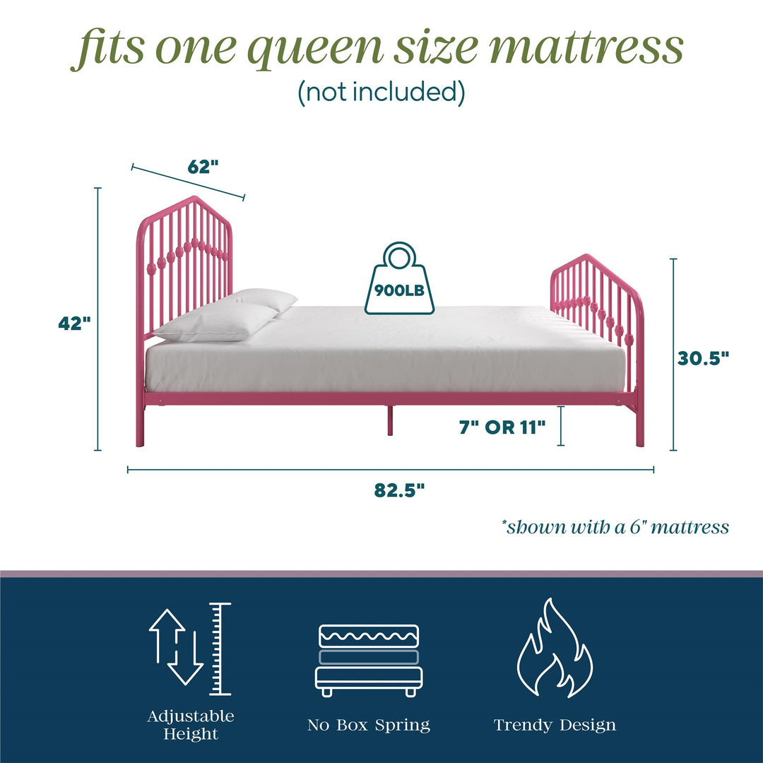 Bushwick Metal Platform Bed - Hot Pink - Queen