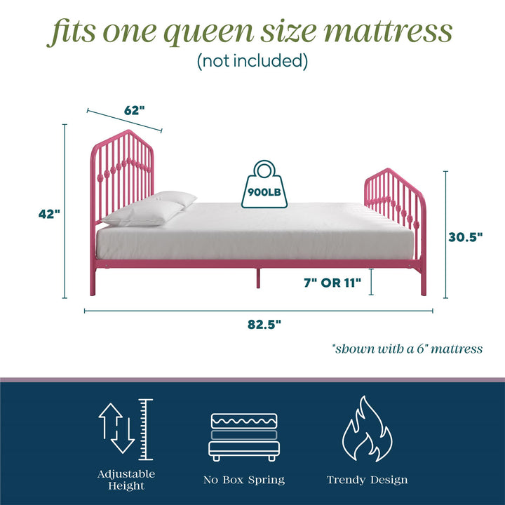 Bushwick Metal Platform Bed - Hot Pink - Queen