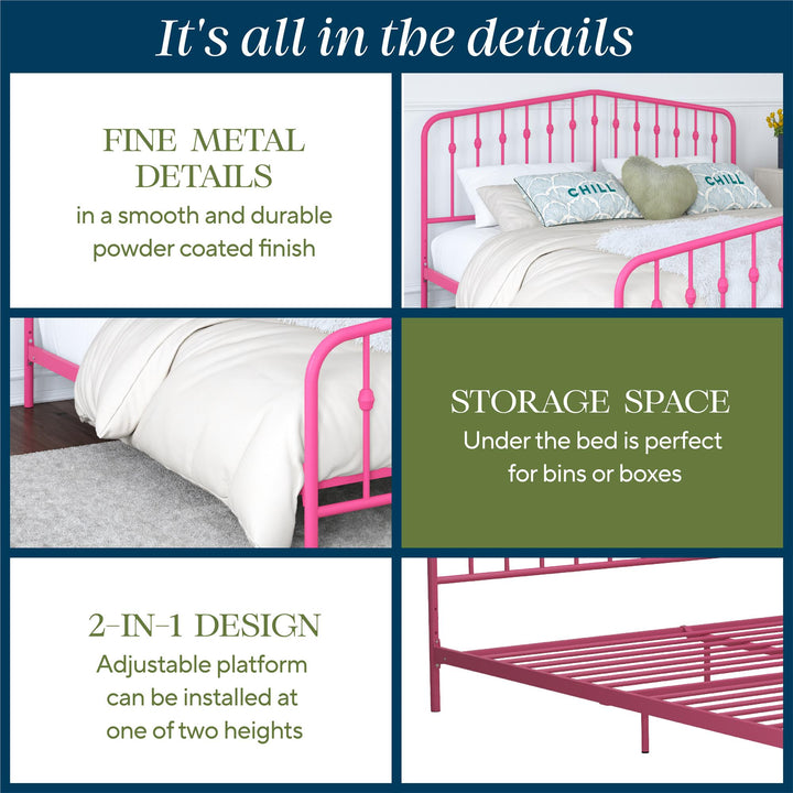 Bushwick Metal Platform Bed - Hot Pink - Queen