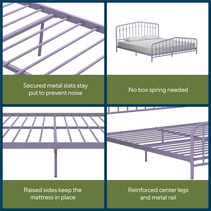 Bushwick Metal Platform Bed - Lavender - King