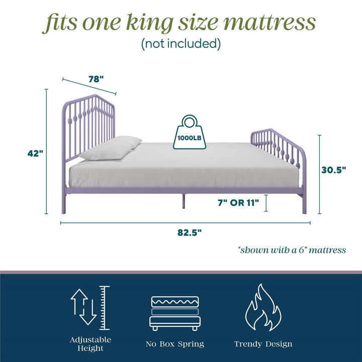 Bushwick Metal Platform Bed - Lavender - King