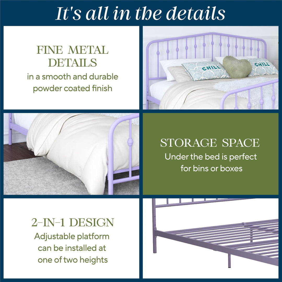 Bushwick Metal Platform Bed - Lavender - King