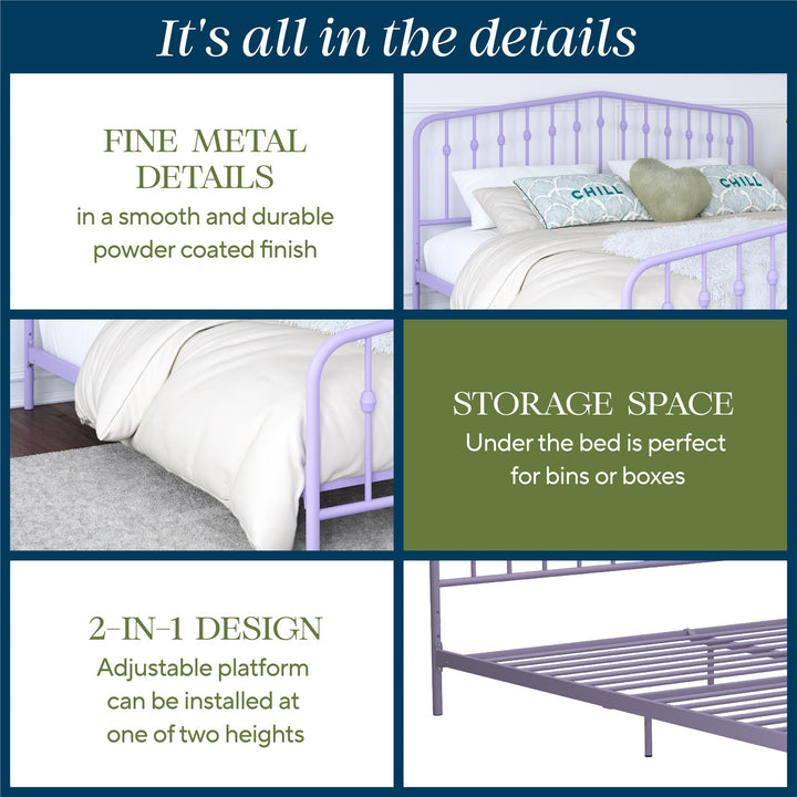 Bushwick Metal Platform Bed - Lavender - King