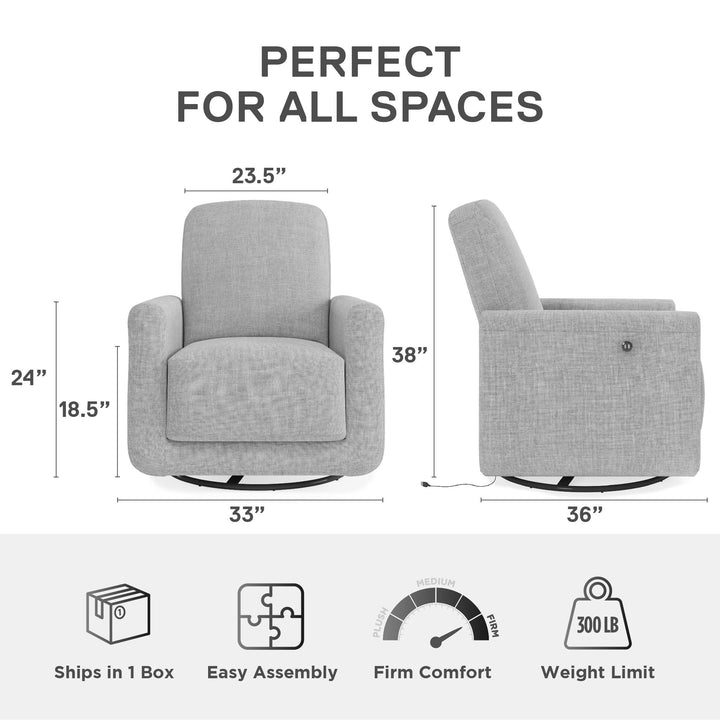 Step Swivel Nursery Chair with USB Charger - Light Gray