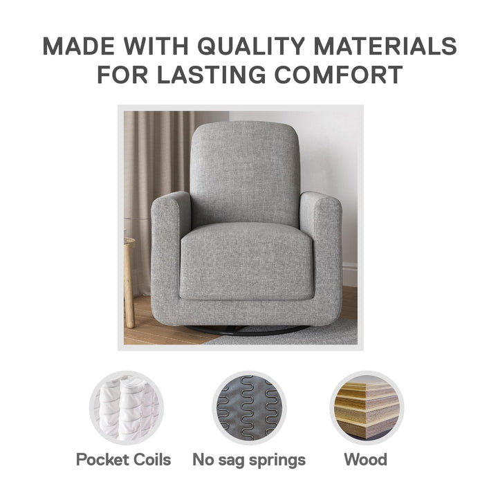 Step Swivel Nursery Chair with USB Charger - Light Gray