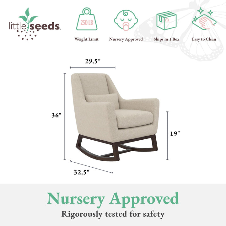 Little Seeds Sophie Mid-Century Rocker, Ivory Linen - Ivory