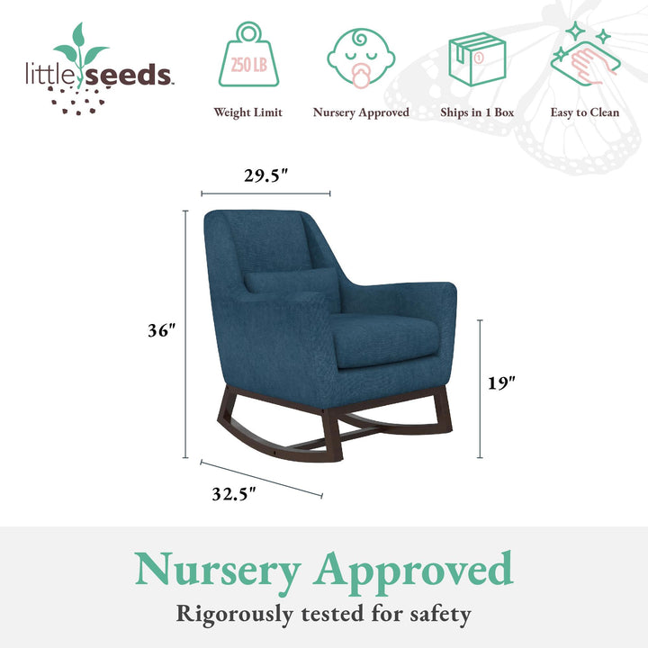 Little Seeds Sophie Mid-Century Rocker, Navy Blue Linen - Navy